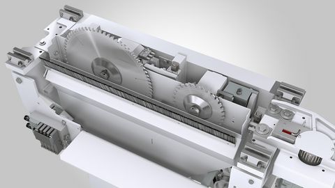 L'agrégat de sciage de la série TECTRA 61 Réglage automatique et continu de la hauteur de coupe pour un dépassement optimisé de la lame de scie et un bord propre.